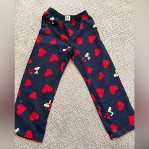 GAP Navy Blue Kids Pajama Pants with Red Hearts and Snoopy